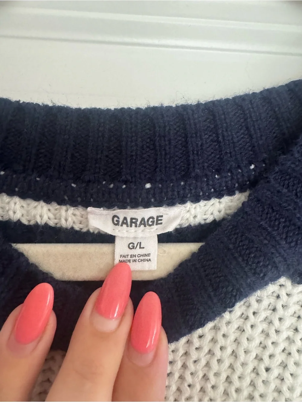 Garage Blue and White Sweater